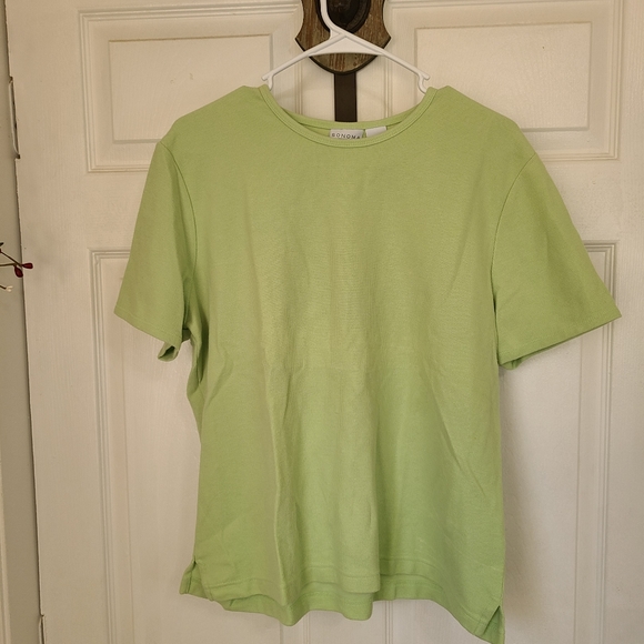 (446) Sonoma Woman's Short Sleeve Crewneck Blouse, Size: XL Color: Green - Picture 4 of 13